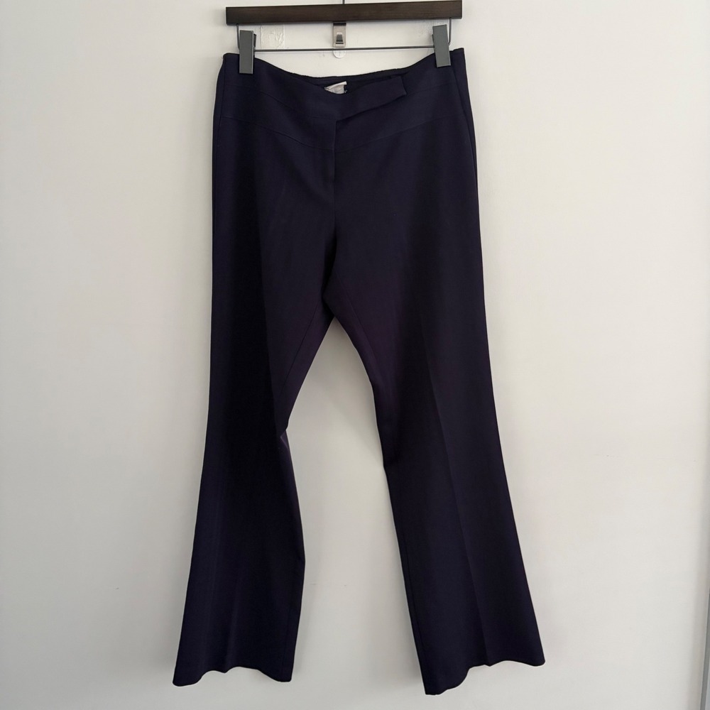 Paper Doll Womens Purple Herringbone Dress Pants Flare Leg Trousers USA Made